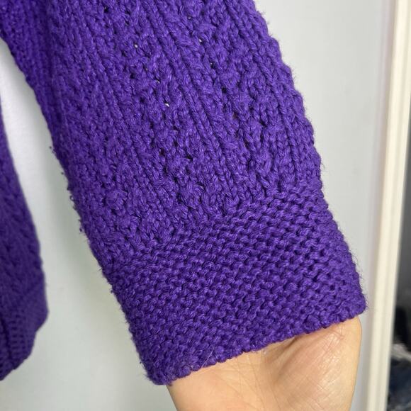 Talbots Womens Cable Knit Zip Up Cardigan Petite Plus Sz 2X Purple Essential - Picture 4 of 14